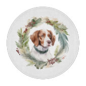 ブリタニースパニエル犬クリスマスリースフェスティバルカップ カッティングボード (正面)