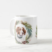 ブリタニースパニエル犬クリスマスリースフェスティバルカップ コーヒーマグカップ (正面左)