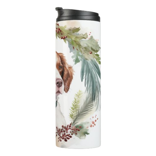ブリタニースパニエル犬クリスマスリースフェスティバルカップ タンブラー (回転右)