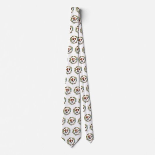 ブリタニースパニエル犬クリスマスリースフェスティバルカップ ネクタイ (正面)