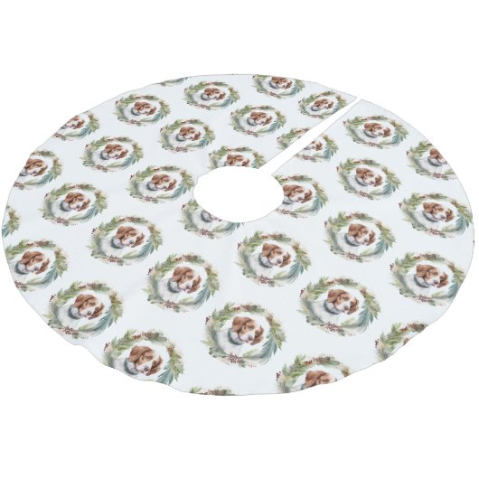 ブリタニースパニエル犬クリスマスリースフェスティバルカップ ブラッシュドポリエステルツリースカート (アングル)