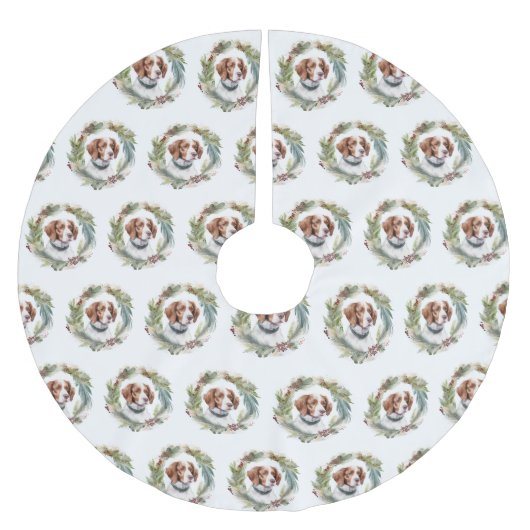 ブリタニースパニエル犬クリスマスリースフェスティバルカップ ブラッシュドポリエステルツリースカート (正面)