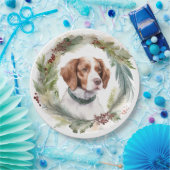 ブリタニースパニエル犬クリスマスリースフェスティバルカップ ペーパープレート (パーティー)