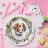 ブリタニースパニエル犬クリスマスリースフェスティバルカップ ペーパープレート (パーティー)