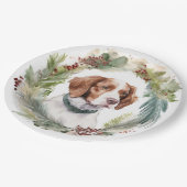 ブリタニースパニエル犬クリスマスリースフェスティバルカップ ペーパープレート (アングル)