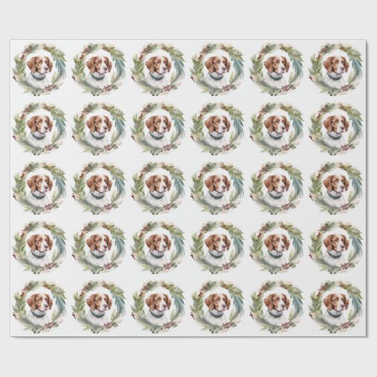 ブリタニースパニエル犬クリスマスリースフェスティバルカップ ラッピングペーパー (フラット)