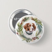 ブリタニースパニエル犬クリスマスリースフェスティバルカップ 缶バッジ (正面&裏面)