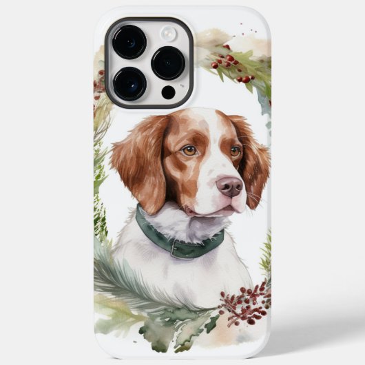 ブリタニースパニエル犬クリスマスリースフェスティバルカップ Case-Mate iPhoneケース (裏面)