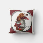 ブリタニースパニエル犬クリスマス クッション (正面)