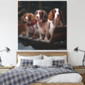 ブリタニースパニエル犬スノウィースリークリスマスデコール キャンバスプリント (インサイチュ (寝室))