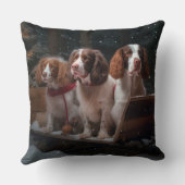 ブリタニースパニエル犬スノウィースリークリスマスデコール クッション (裏面)