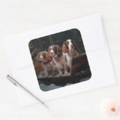 ブリタニースパニエル犬スノウィースリークリスマスデコール スクエアシール (封筒)