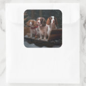 ブリタニースパニエル犬スノウィースリークリスマスデコール スクエアシール (バッグ)