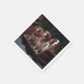 ブリタニースパニエル犬スノウィースリークリスマスデコール スタンダードカクテルナプキン (角)