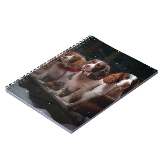 ブリタニースパニエル犬スノウィースリークリスマスデコール ノートブック (左側)