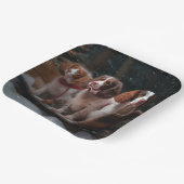 ブリタニースパニエル犬スノウィースリークリスマスデコール ペーパープレート (傾斜あり)