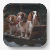 ブリタニースパニエル犬スノウィースリークリスマスデコール ペーパープレート (正面)