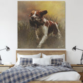 ブリタニースパニエル犬セラミックタイル飲料 キャンバスプリント (インサイチュ (寝室))