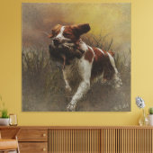 ブリタニースパニエル犬セラミックタイル飲料 キャンバスプリント (インサイチュ (リビング))