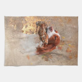 ブリタニースパニエル犬ダベットカバーシャワーカーテン キッチンタオル (横)