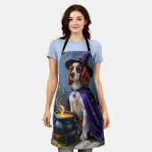 ブリタニースパニエル犬ドッグお洒落ハロウィン絵を描ズ エプロン (着用した状態)