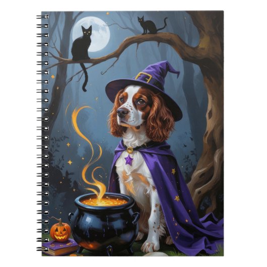 ブリタニースパニエル犬ドッグお洒落ハロウィン絵を描ズ ノートブック (正面)