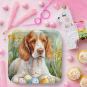 ブリタニースパニエル犬ドッグとイースターエッグホリデー ペーパープレート (パーティー)