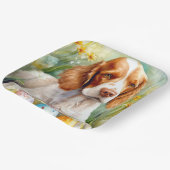 ブリタニースパニエル犬ドッグとイースターエッグホリデー ペーパープレート (傾斜あり)