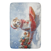 ブリタニースパニエル犬ドッグインスレッジクリスマス バスマット (正面縦)