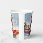 ブリタニースパニエル犬ドッグインスレッジクリスマス 紙コップ (右)