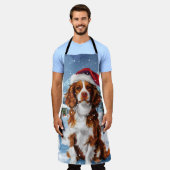 ブリタニースパニエル犬ドッグウィンターワンダーランドクリスマス エプロン (着用した状態)