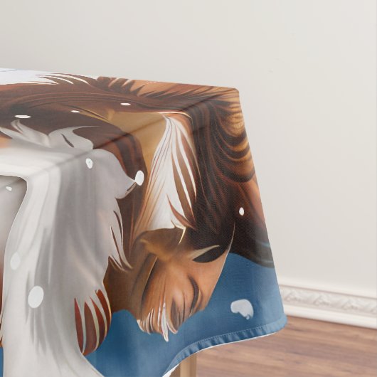 ブリタニースパニエル犬ドッグウィンターワンダーランドクリスマス テーブルクロス (インサイチュ)