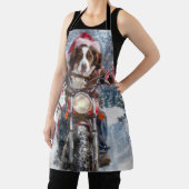 ブリタニースパニエル犬ドッグオートバイクリスマスに乗る エプロン (インサイチュ)