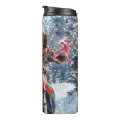 ブリタニースパニエル犬ドッグオートバイクリスマスに乗る タンブラー (回転右)