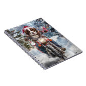 ブリタニースパニエル犬ドッグオートバイクリスマスに乗る ノートブック (右側)