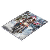 ブリタニースパニエル犬ドッグオートバイクリスマスに乗る ノートブック (左側)