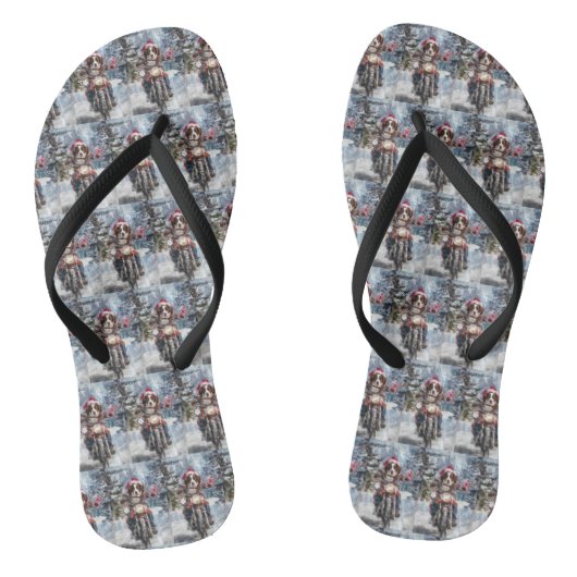 ブリタニースパニエル犬ドッグオートバイクリスマスに乗る ビーチサンダル (ソール)