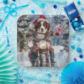 ブリタニースパニエル犬ドッグオートバイクリスマスに乗る ペーパープレート (パーティー)