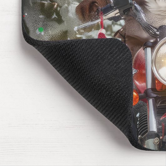 ブリタニースパニエル犬ドッグオートバイクリスマスに乗る マウスパッド (コーナー)