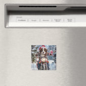 ブリタニースパニエル犬ドッグオートバイクリスマスに乗る マグネット (インサイチュ (食洗機))