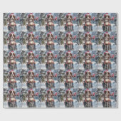 ブリタニースパニエル犬ドッグオートバイクリスマスに乗る ラッピングペーパー (フラット)