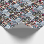 ブリタニースパニエル犬ドッグオートバイクリスマスに乗る ラッピングペーパー (角)