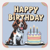 ブリタニースパニエル犬ドッグカラフル スクエアシール (正面)