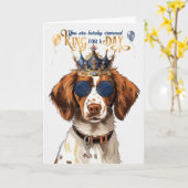 ブリタニースパニエル犬ドッグキングフォーデイおもしろい誕生日 カード (黄色い花)