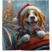 ブリタニースパニエル犬ドッグクリスマス シャワーカーテン (正面)