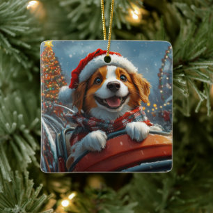 ブリタニースパニエル犬ドッグクリスマス セラミックオーナメント