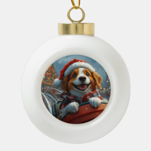 ブリタニースパニエル犬ドッグクリスマス セラミックボールオーナメント