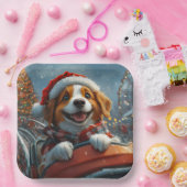 ブリタニースパニエル犬ドッグクリスマス ペーパープレート (パーティー)
