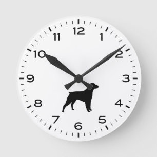 ブリタニースパニエル犬ドッグシルエット ラウンド壁時計