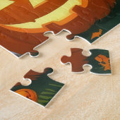 ブリタニースパニエル犬ドッグスパンプキンハロウィンおもしろい ジグソーパズル (側面)